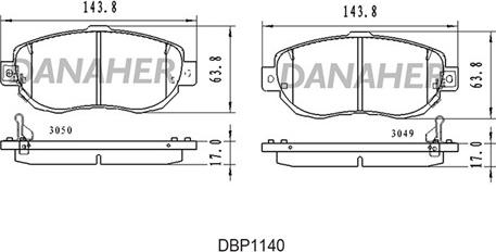 Danaher DBP1140 - Əyləc altlığı dəsti, əyləc diski furqanavto.az