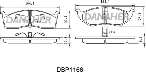 Danaher DBP1166 - Əyləc altlığı dəsti, əyləc diski furqanavto.az