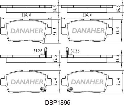 Danaher DBP1896 - Əyləc altlığı dəsti, əyləc diski furqanavto.az