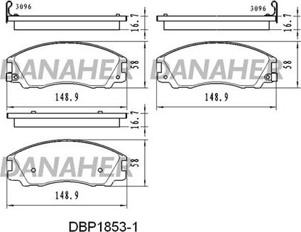 Danaher DBP1853/1 - Əyləc altlığı dəsti, əyləc diski furqanavto.az