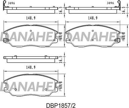 Danaher DBP1857/2 - Əyləc altlığı dəsti, əyləc diski furqanavto.az