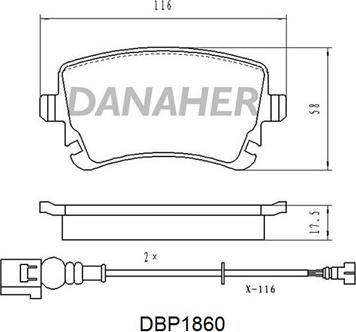 Danaher DBP1860 - Əyləc altlığı dəsti, əyləc diski furqanavto.az