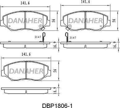 Danaher DBP1806/1 - Əyləc altlığı dəsti, əyləc diski furqanavto.az