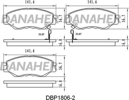 Danaher DBP1806/2 - Əyləc altlığı dəsti, əyləc diski furqanavto.az
