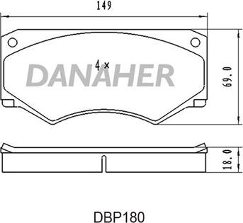 Danaher DBP180 - Əyləc altlığı dəsti, əyləc diski furqanavto.az