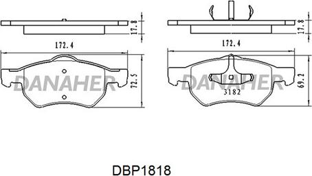 Danaher DBP1818 - Əyləc altlığı dəsti, əyləc diski furqanavto.az