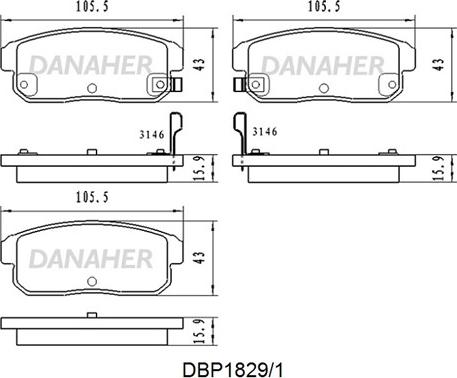 Danaher DBP1829/1 - Əyləc altlığı dəsti, əyləc diski furqanavto.az