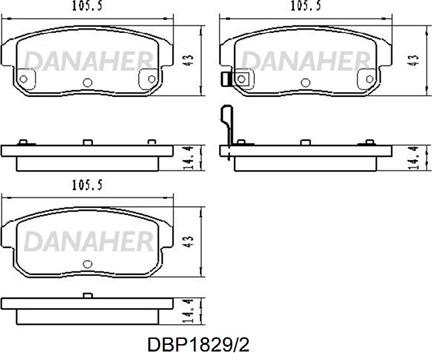 Danaher DBP1829/2 - Əyləc altlığı dəsti, əyləc diski furqanavto.az