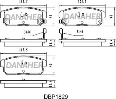 Danaher DBP1829 - Əyləc altlığı dəsti, əyləc diski furqanavto.az