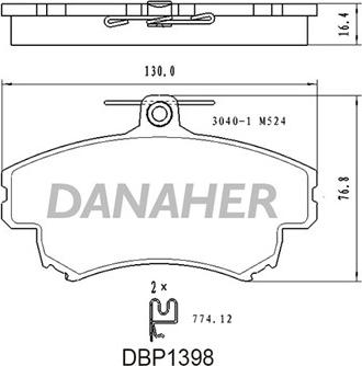 Danaher DBP1398 - Əyləc altlığı dəsti, əyləc diski furqanavto.az