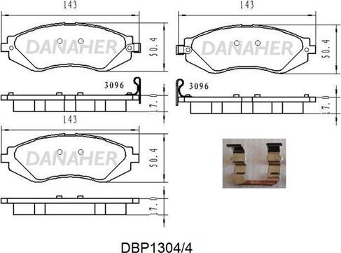 Danaher DBP1304/4 - Əyləc altlığı dəsti, əyləc diski furqanavto.az