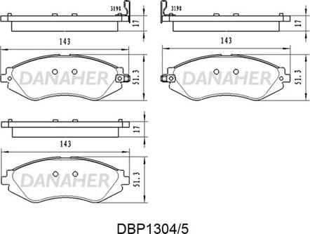 Danaher DBP1304/5 - Əyləc altlığı dəsti, əyləc diski furqanavto.az