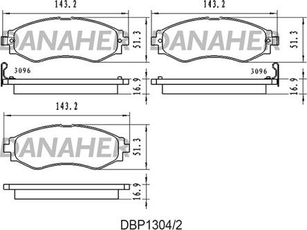 Danaher DBP1304/2 - Əyləc altlığı dəsti, əyləc diski furqanavto.az