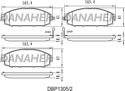 Danaher DBP1305/2 - Əyləc altlığı dəsti, əyləc diski furqanavto.az