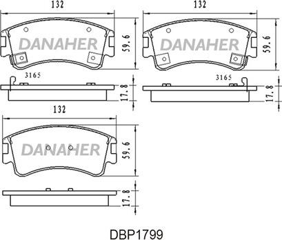 Danaher DBP1799 - Əyləc altlığı dəsti, əyləc diski furqanavto.az