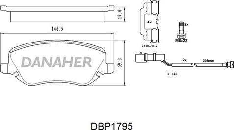 Danaher DBP1795 - Əyləc altlığı dəsti, əyləc diski furqanavto.az