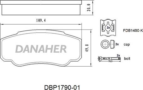Danaher DBP1790-01 - Əyləc altlığı dəsti, əyləc diski furqanavto.az