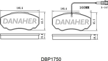 Danaher DBP1750 - Əyləc altlığı dəsti, əyləc diski furqanavto.az