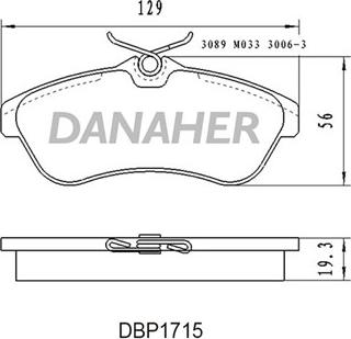 Danaher DBP1715 - Əyləc altlığı dəsti, əyləc diski furqanavto.az