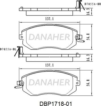 Danaher DBP1718-01 - Əyləc altlığı dəsti, əyləc diski furqanavto.az