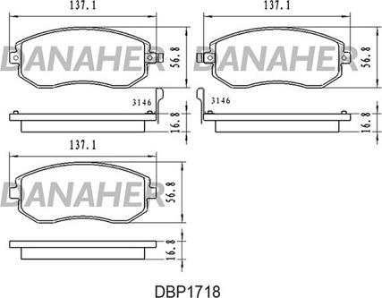 Danaher DBP1718 - Əyləc altlığı dəsti, əyləc diski furqanavto.az