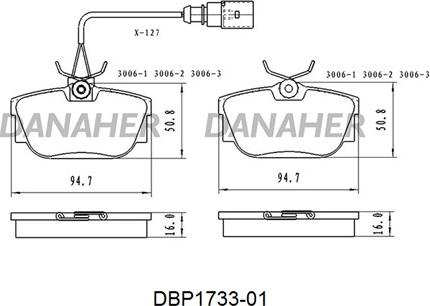 Danaher DBP1733-01 - Əyləc altlığı dəsti, əyləc diski furqanavto.az