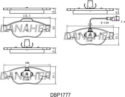 Danaher DBP1777 - Əyləc altlığı dəsti, əyləc diski furqanavto.az