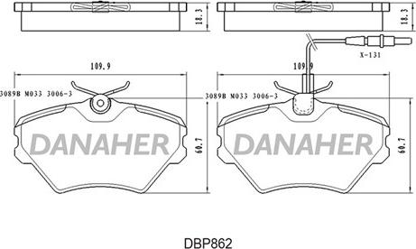 Danaher DBP862 - Əyləc altlığı dəsti, əyləc diski furqanavto.az