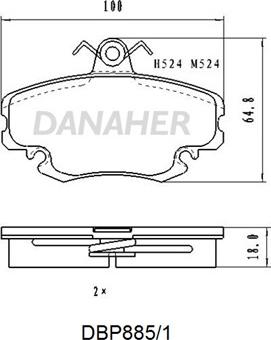 Danaher DBP885/1 - Əyləc altlığı dəsti, əyləc diski furqanavto.az