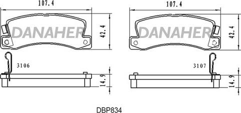 Danaher DBP834 - Əyləc altlığı dəsti, əyləc diski furqanavto.az