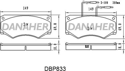 Danaher DBP833 - Əyləc altlığı dəsti, əyləc diski furqanavto.az