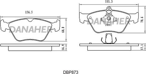 Danaher DBP873 - Əyləc altlığı dəsti, əyləc diski furqanavto.az