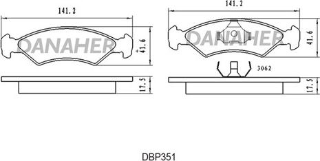 Danaher DBP351 - Əyləc altlığı dəsti, əyləc diski furqanavto.az