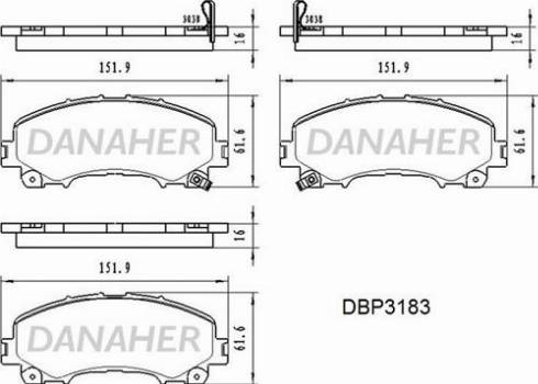 Danaher DBP3183 - Əyləc altlığı dəsti, əyləc diski furqanavto.az