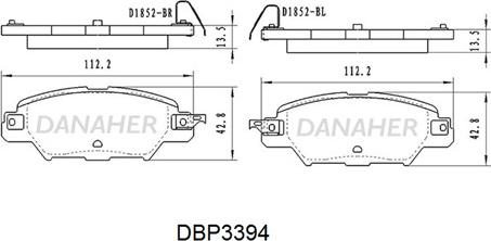 Danaher DBP3394 - Əyləc altlığı dəsti, əyləc diski furqanavto.az