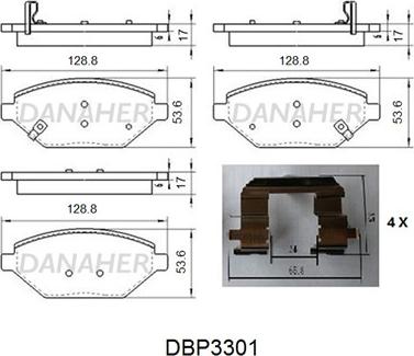 Danaher DBP3301 - Əyləc altlığı dəsti, əyləc diski furqanavto.az