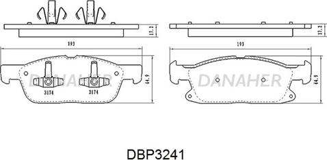 Danaher DBP3241 - Əyləc altlığı dəsti, əyləc diski furqanavto.az