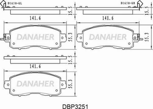 Danaher DBP3251 - Əyləc altlığı dəsti, əyləc diski furqanavto.az