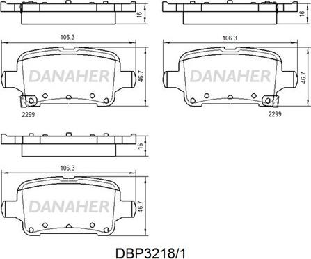 Danaher DBP3218/1 - Əyləc altlığı dəsti, əyləc diski furqanavto.az