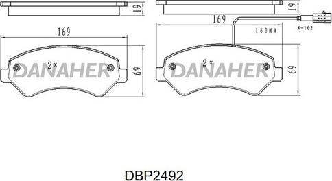 Danaher DBP2492 - Əyləc altlığı dəsti, əyləc diski furqanavto.az