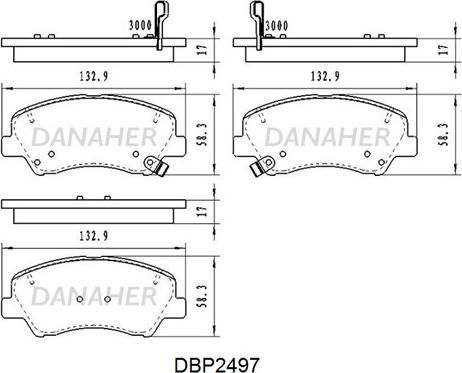 Danaher DBP2497 - Əyləc altlığı dəsti, əyləc diski furqanavto.az