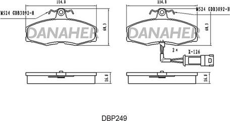 Danaher DBP249 - Əyləc altlığı dəsti, əyləc diski furqanavto.az