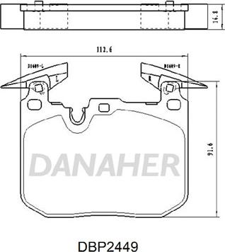 Danaher DBP2449 - Əyləc altlığı dəsti, əyləc diski furqanavto.az