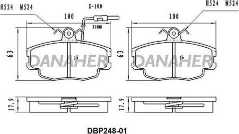 Danaher DBP248-01 - Əyləc altlığı dəsti, əyləc diski furqanavto.az