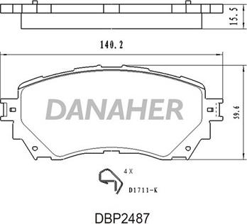 Danaher DBP2487 - Əyləc altlığı dəsti, əyləc diski furqanavto.az