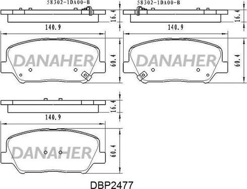 Danaher DBP2477 - Əyləc altlığı dəsti, əyləc diski furqanavto.az