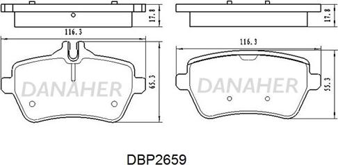 Danaher DBP2659 - Əyləc altlığı dəsti, əyləc diski furqanavto.az