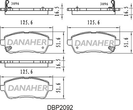 Danaher DBP2092 - Əyləc altlığı dəsti, əyləc diski furqanavto.az