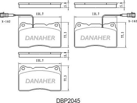 Danaher DBP2045 - Əyləc altlığı dəsti, əyləc diski furqanavto.az