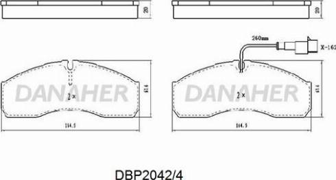 Danaher DBP2042/4 - Əyləc altlığı dəsti, əyləc diski furqanavto.az